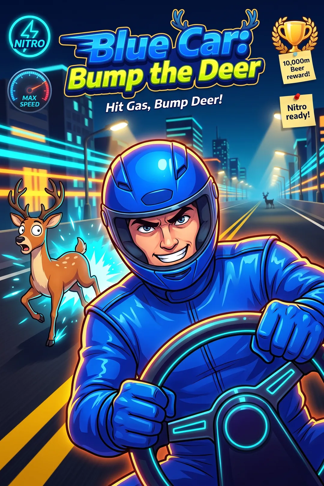 Blue Car: Bump the Deer