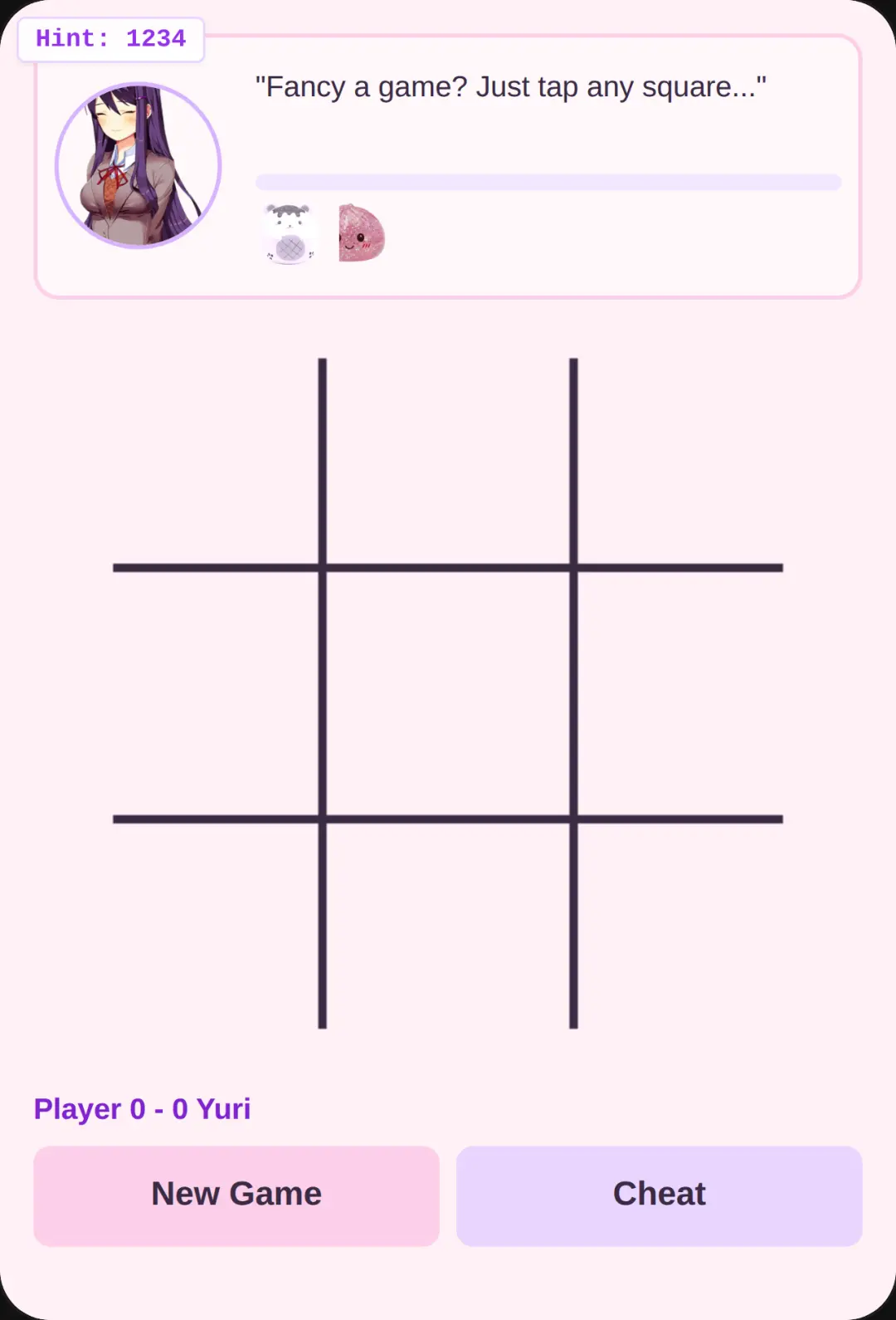 DDLC Yuri tic tac toe cover