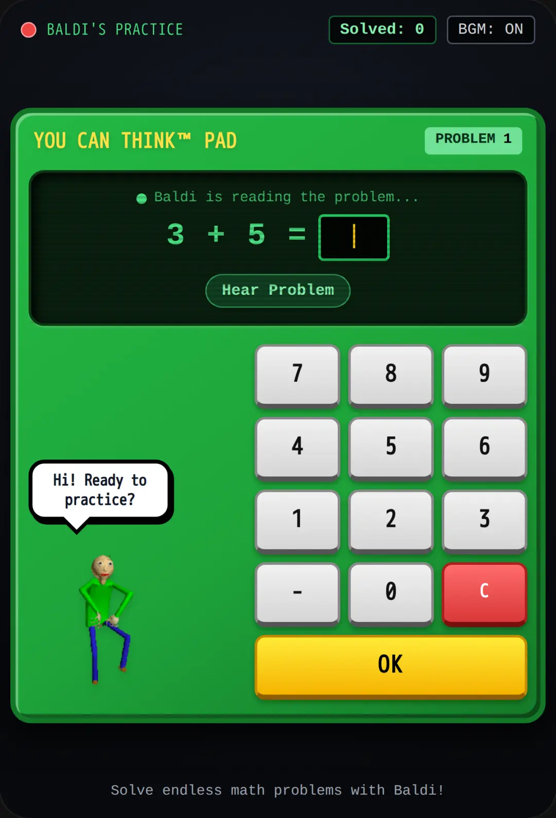 Baldi's You Can Think Pad Practice