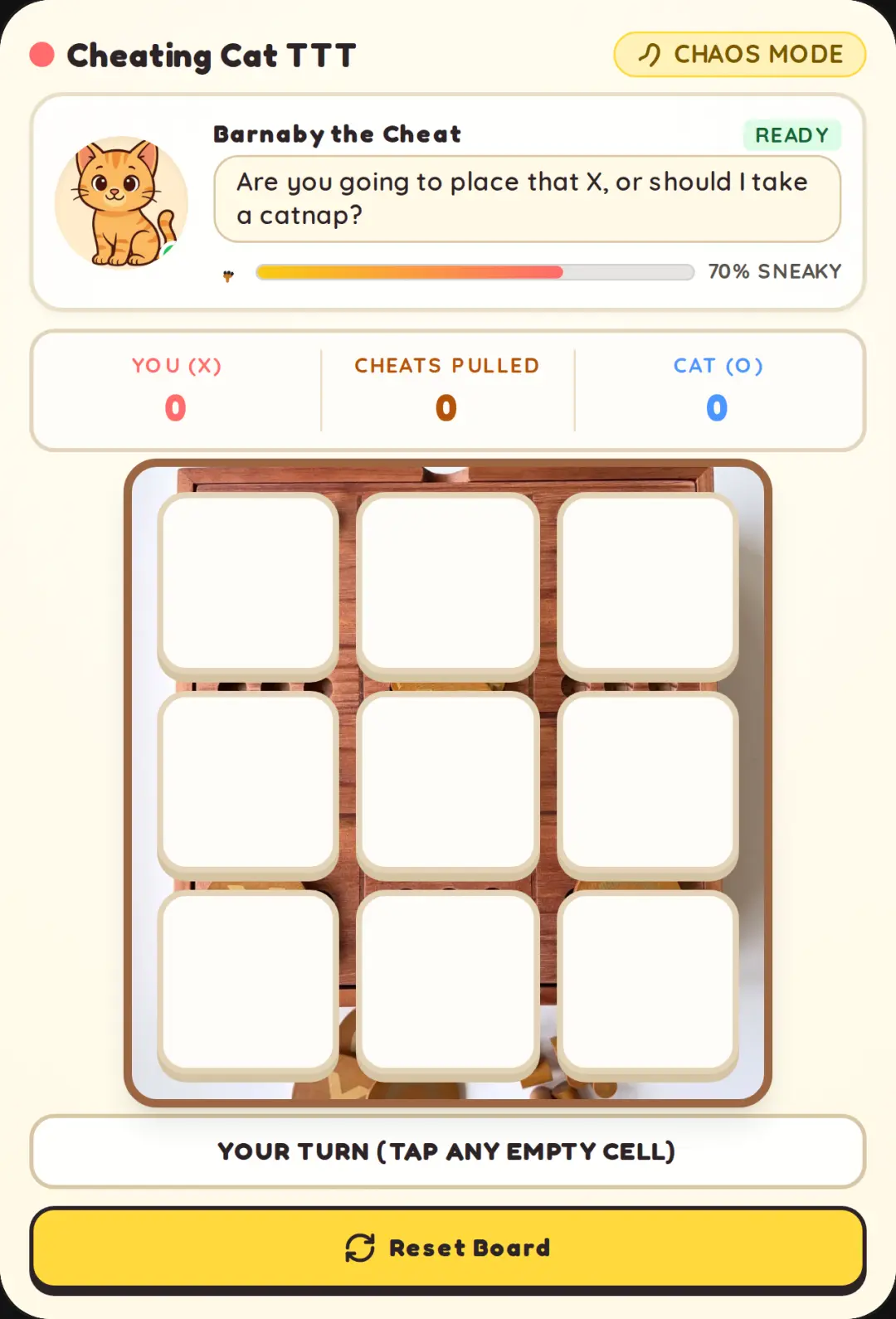 Cheating Cat Tic-Tac-Toe cover