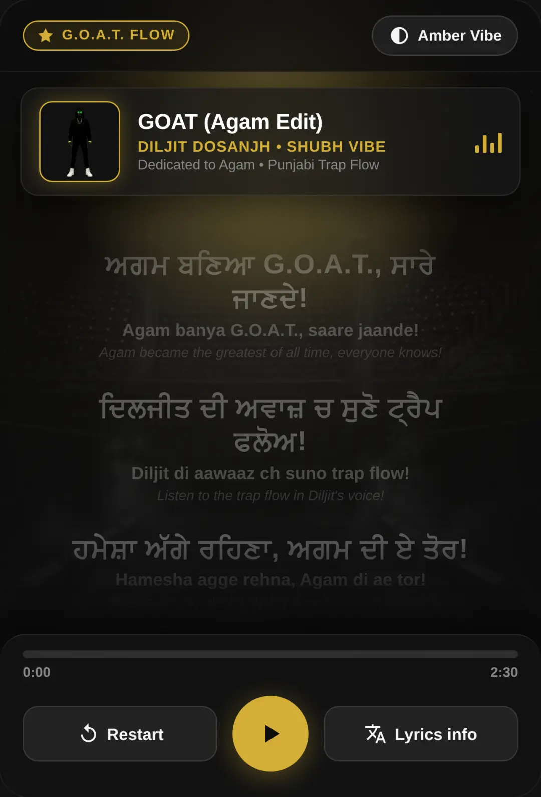 GOAT (Agam Edition) - Diljit Dosanjh x Shubh Style cover