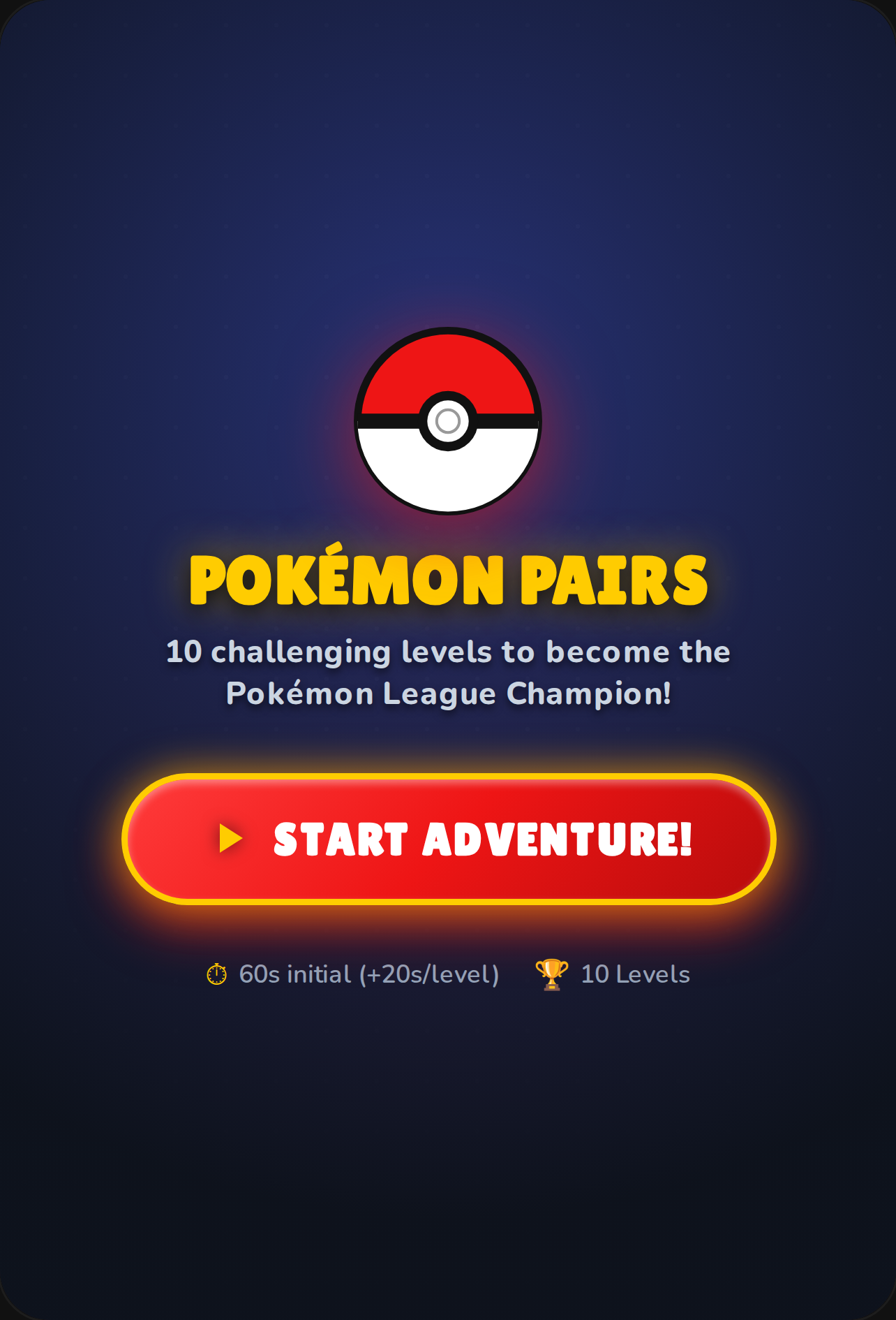 Pokémon Pairs - 10 Levels cover