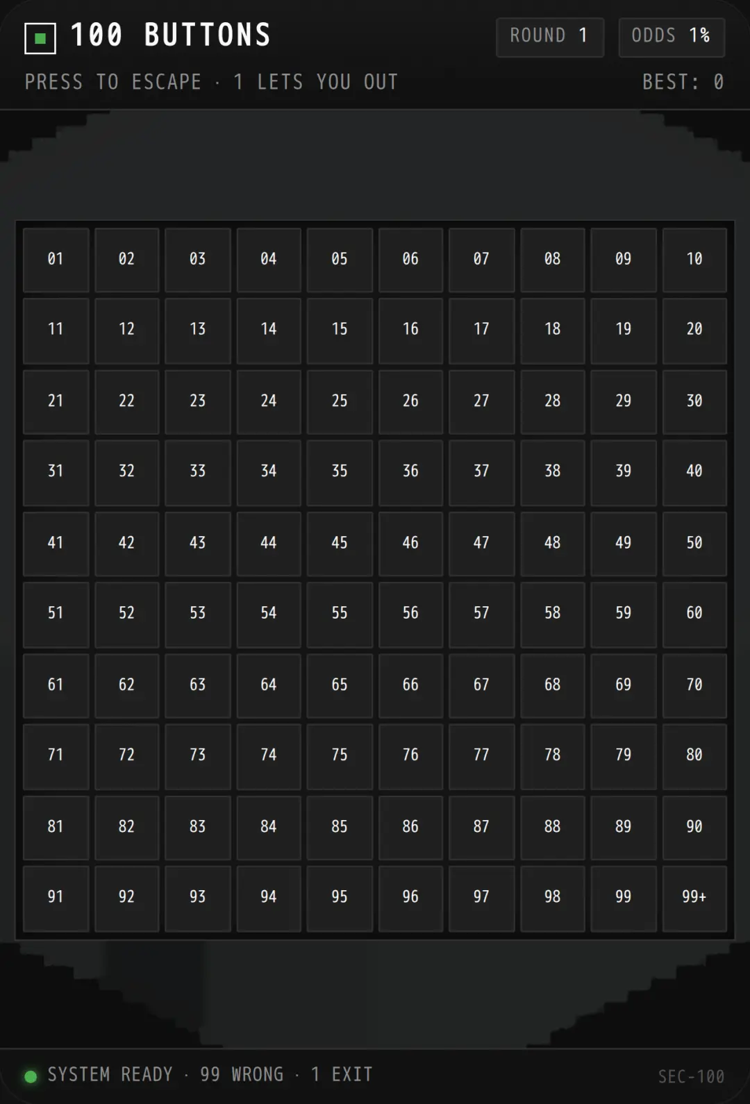 100 BUTTONS · ESCAPE cover