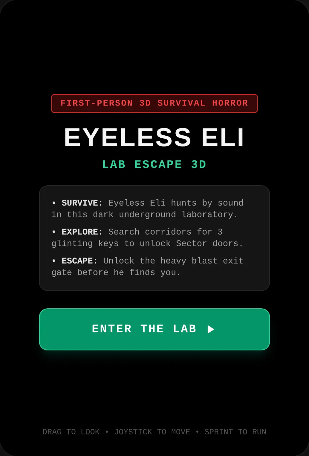 Eyeless Eli Lab Escape 3D cover