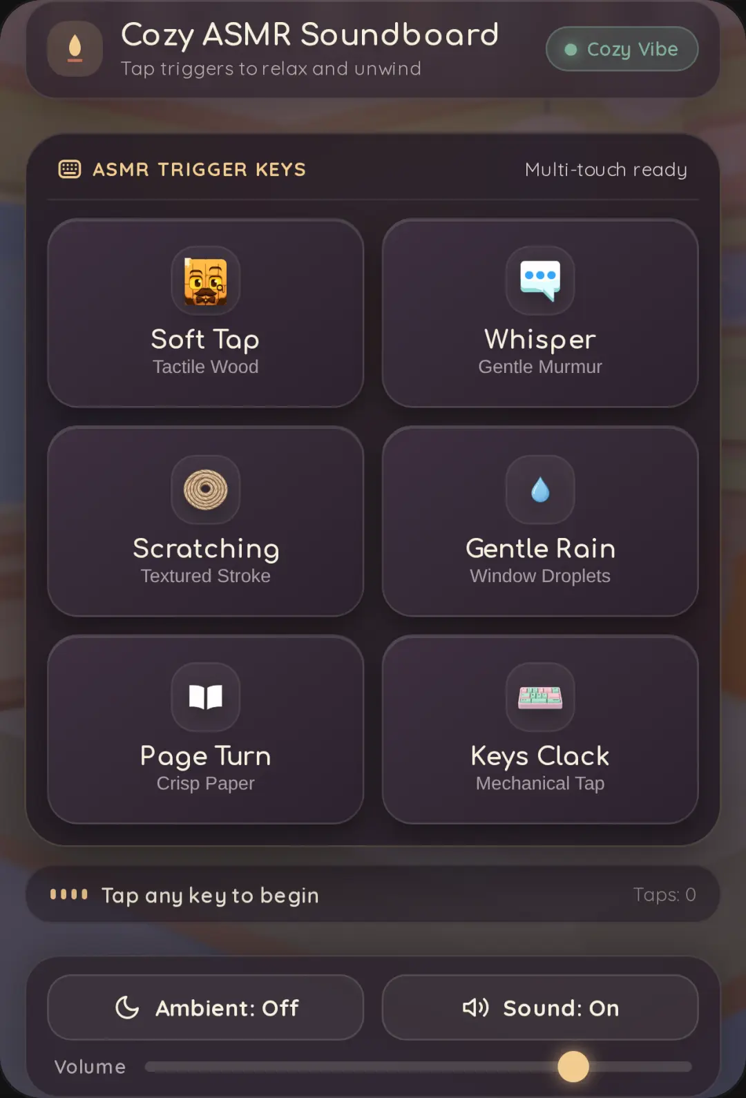 Cozy ASMR Soundboard cover