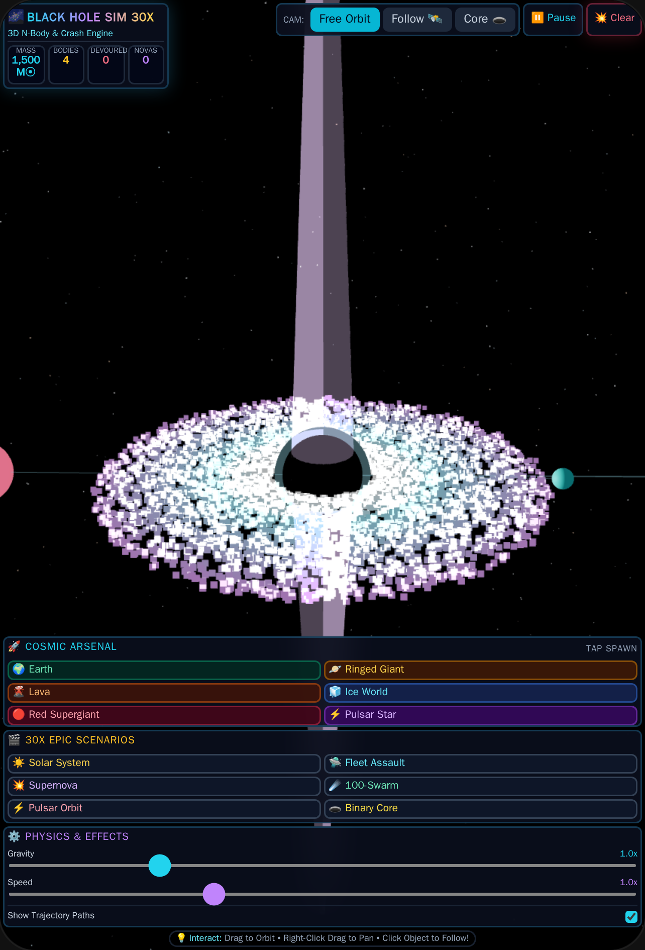 3D Black Hole & Space Crash Simulator cover