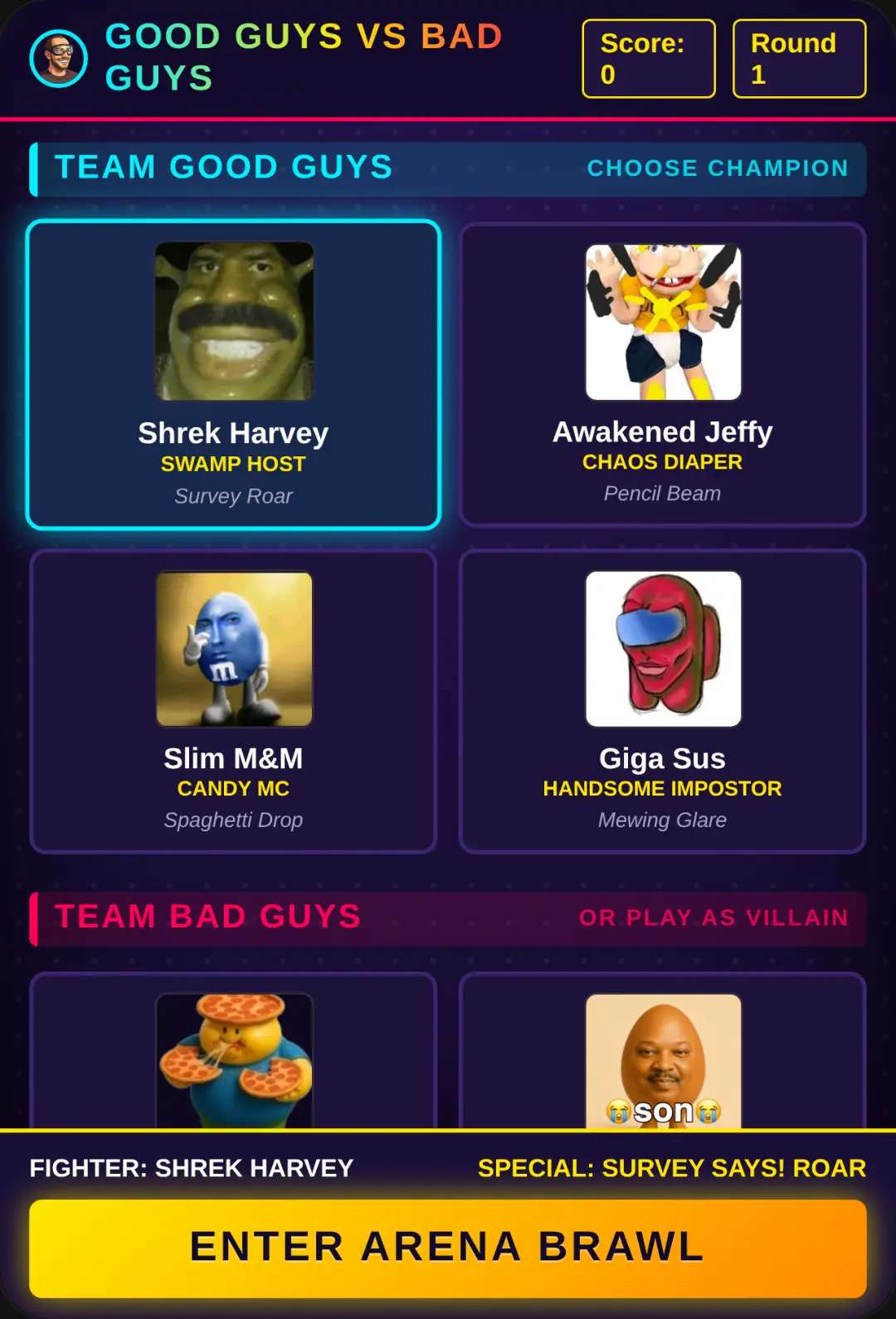 GOOD GUYS vs BAD GUYS - Meme Arena Brawler cover