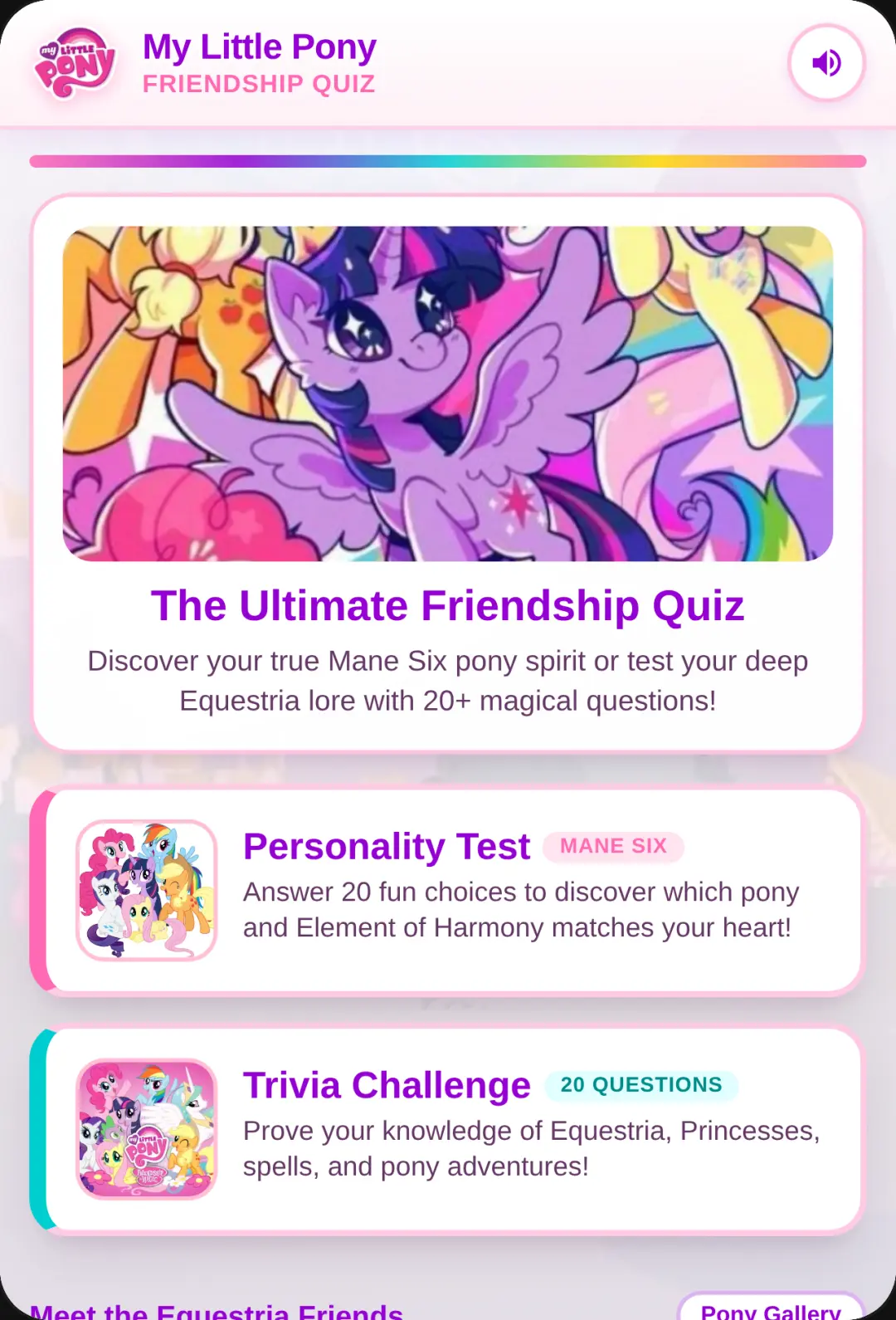 My Little Pony Friendship Quiz cover