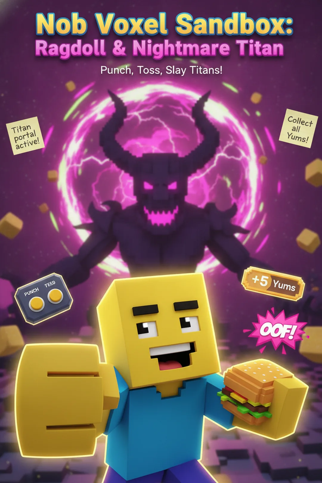 Noob Voxel Sandbox: Ragdoll & Nightmare Titan cover