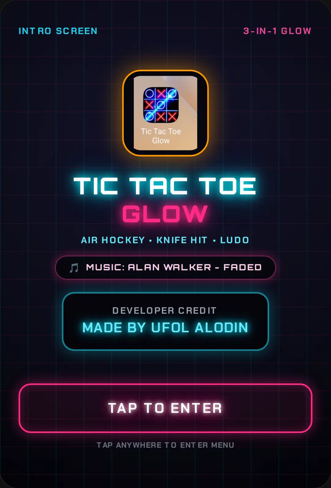 Tic Tac Toe Glow 2 player ox game cover