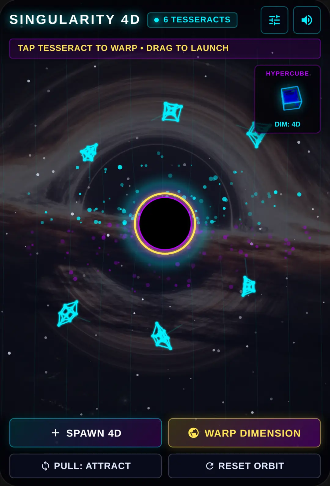 Singularity 4D — Black Hole & Tesseract Physics Playground cover