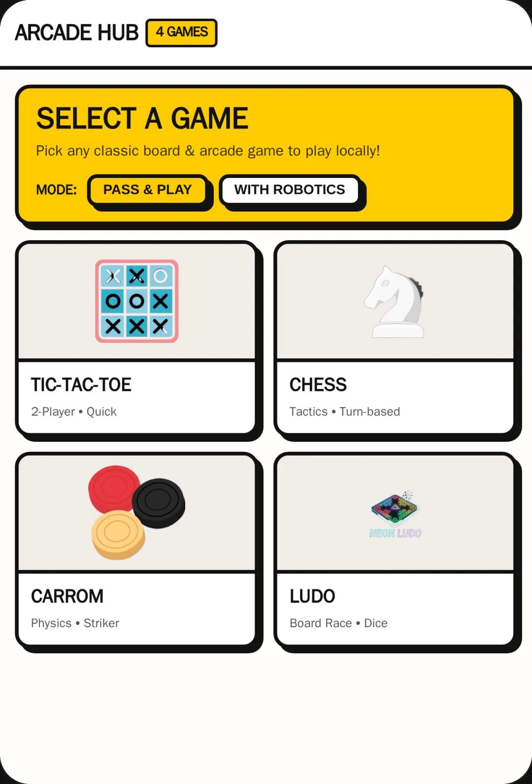 Hub: Tic-Tac-Toe, Chess, Carrom, Ludo cover