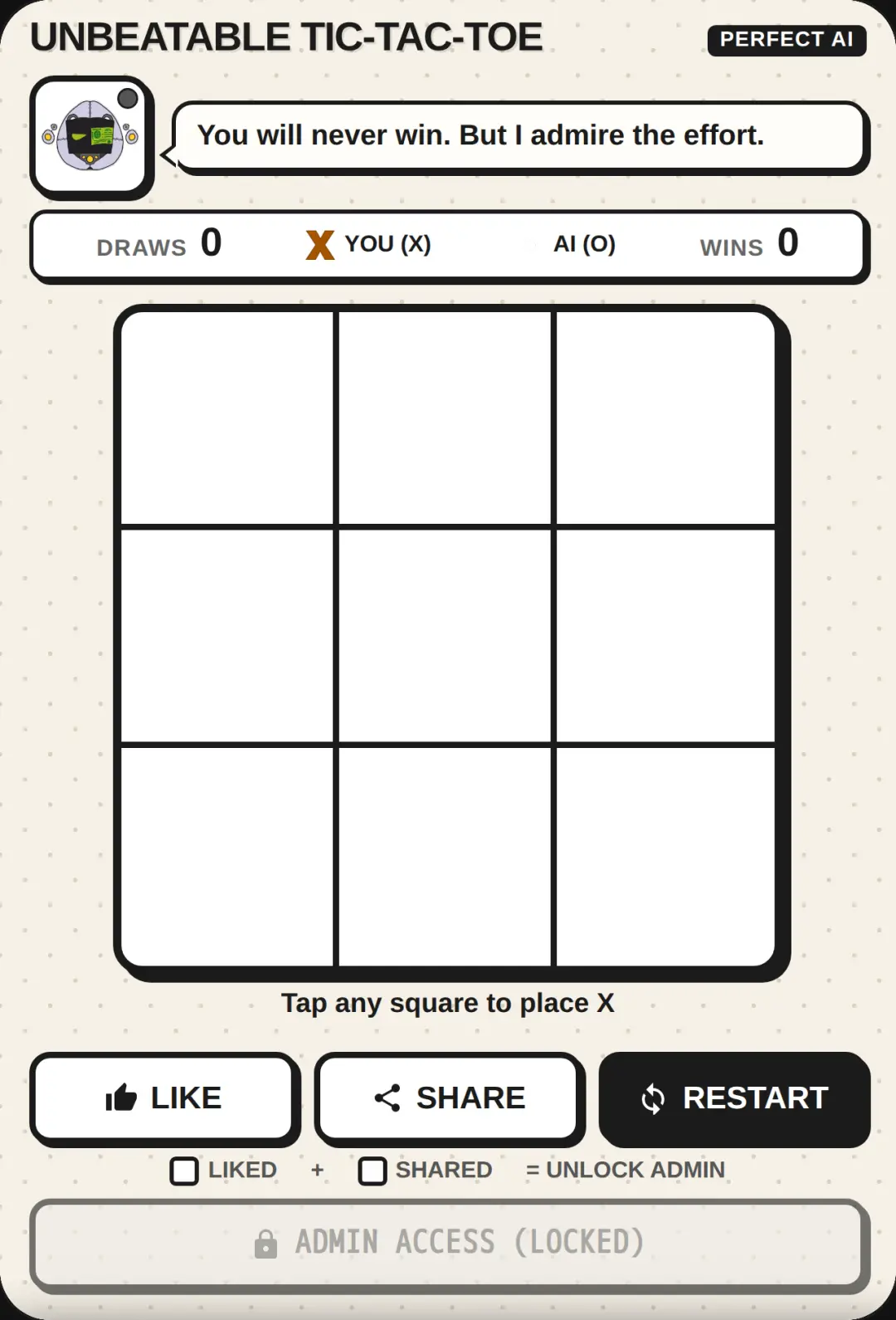 Tick-tack-toe cover