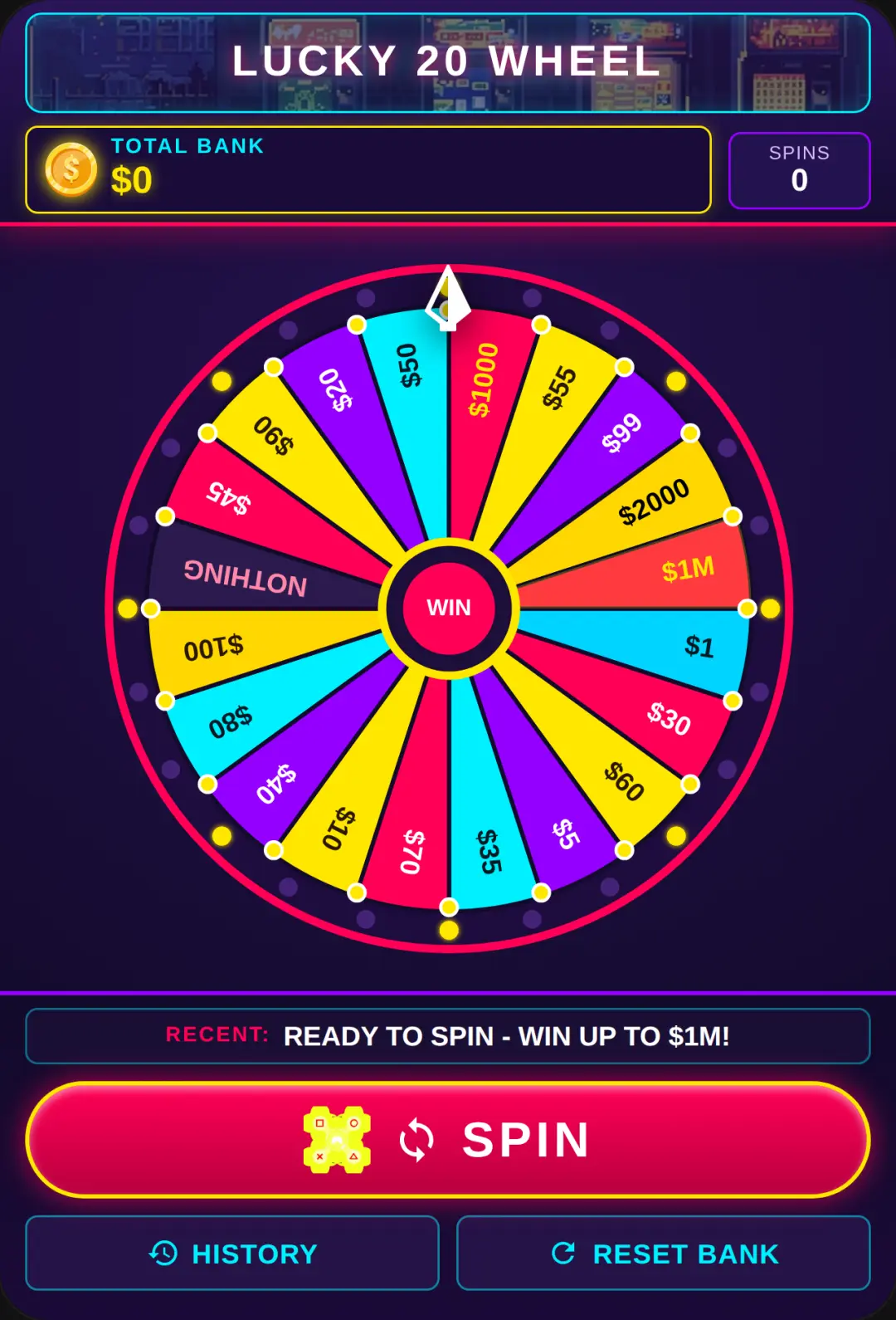 Retro Arcade 20 Prize Wheel cover