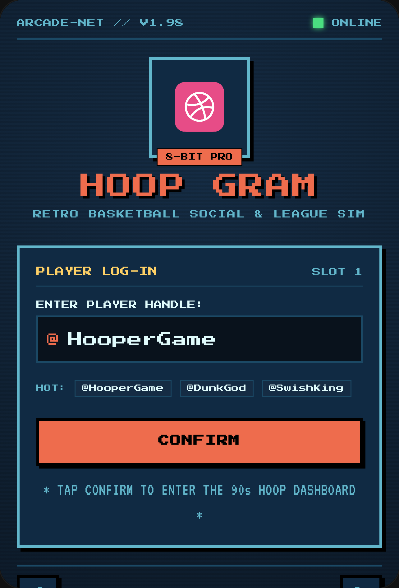 Hoop Gram - 8-Bit Basketball Social cover