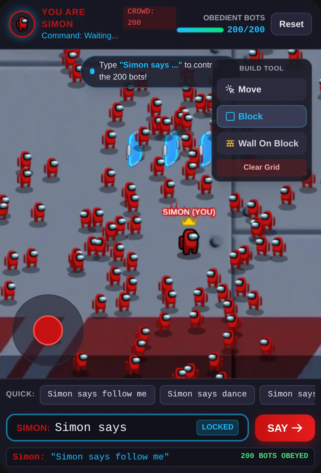 Simon says 200 Bots Among us simulator. cover