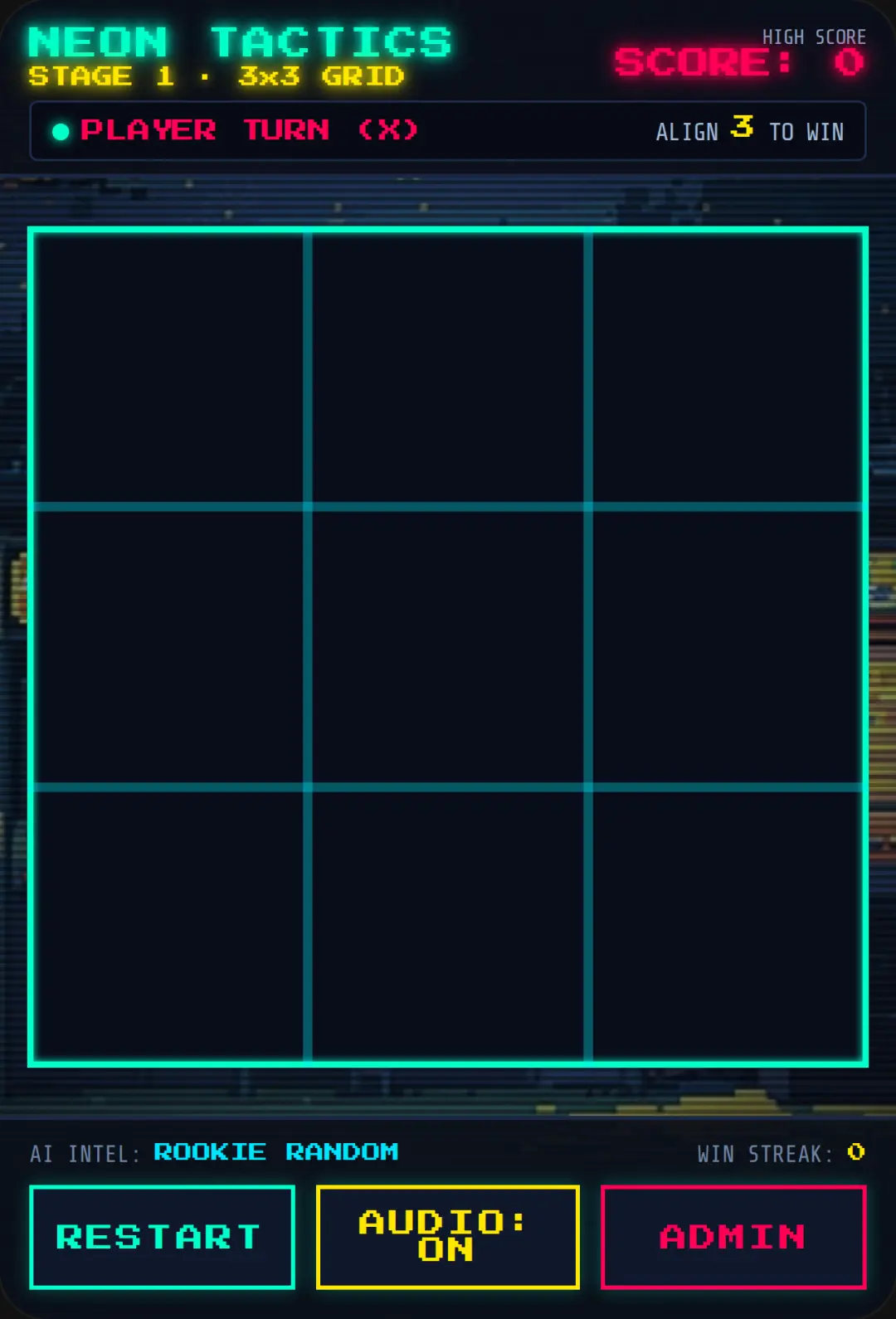 NEON TIC-TAC-TOE · EXPANDING ARCADE cover
