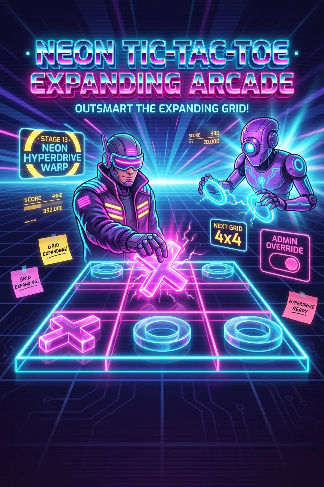 NEON TIC-TAC-TOE · EXPANDING ARCADE