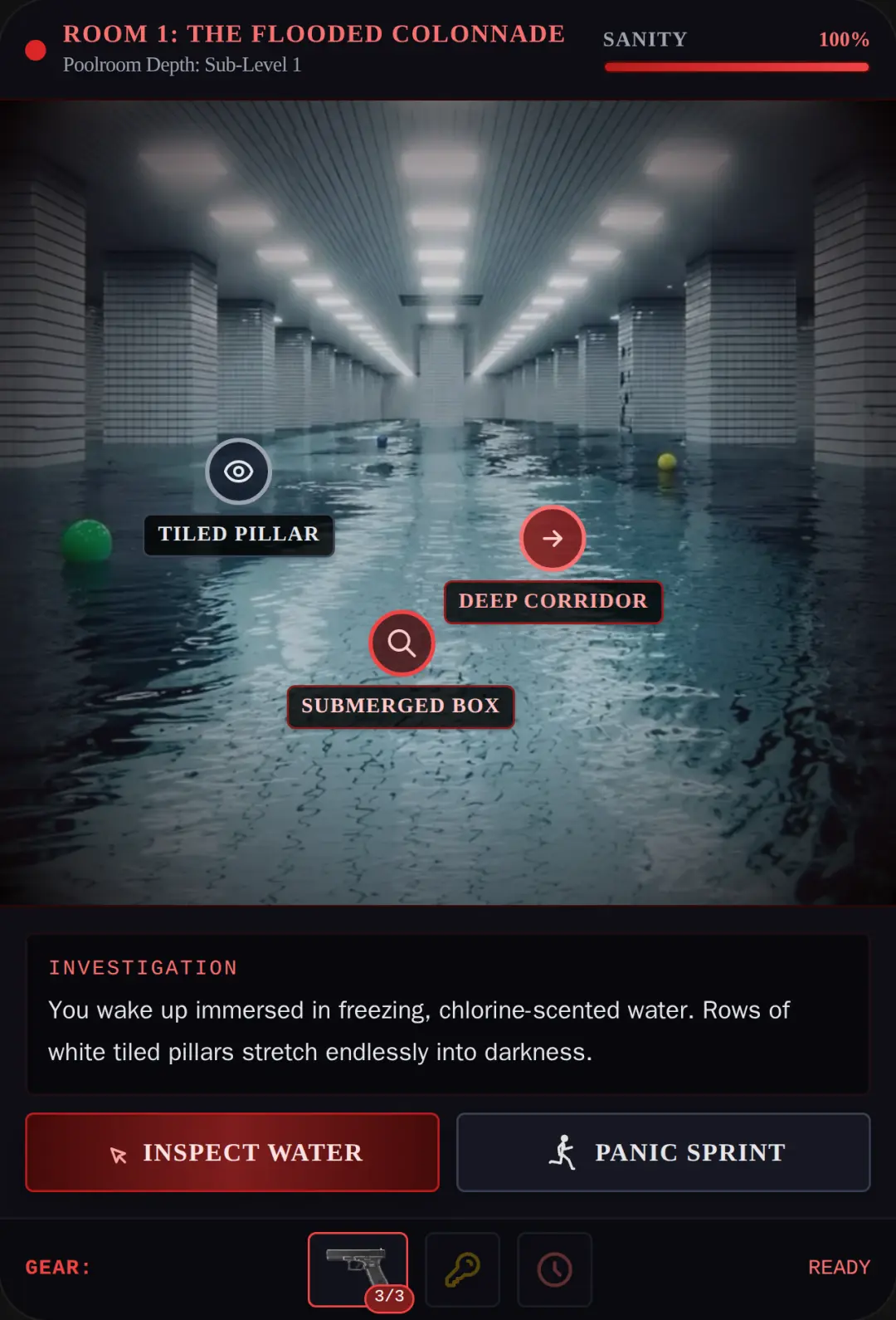 The Flooded Poolrooms - Point and Click Horror cover