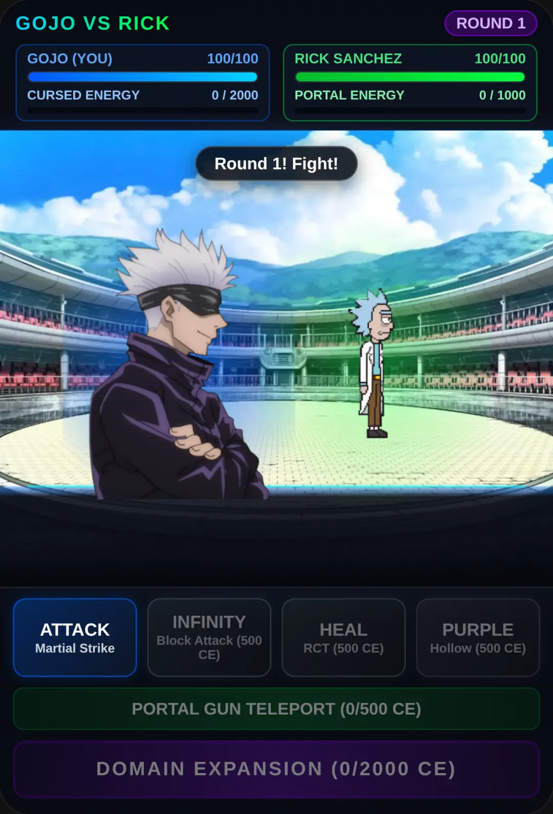 Gojo vs Rick the ultimate battle cover