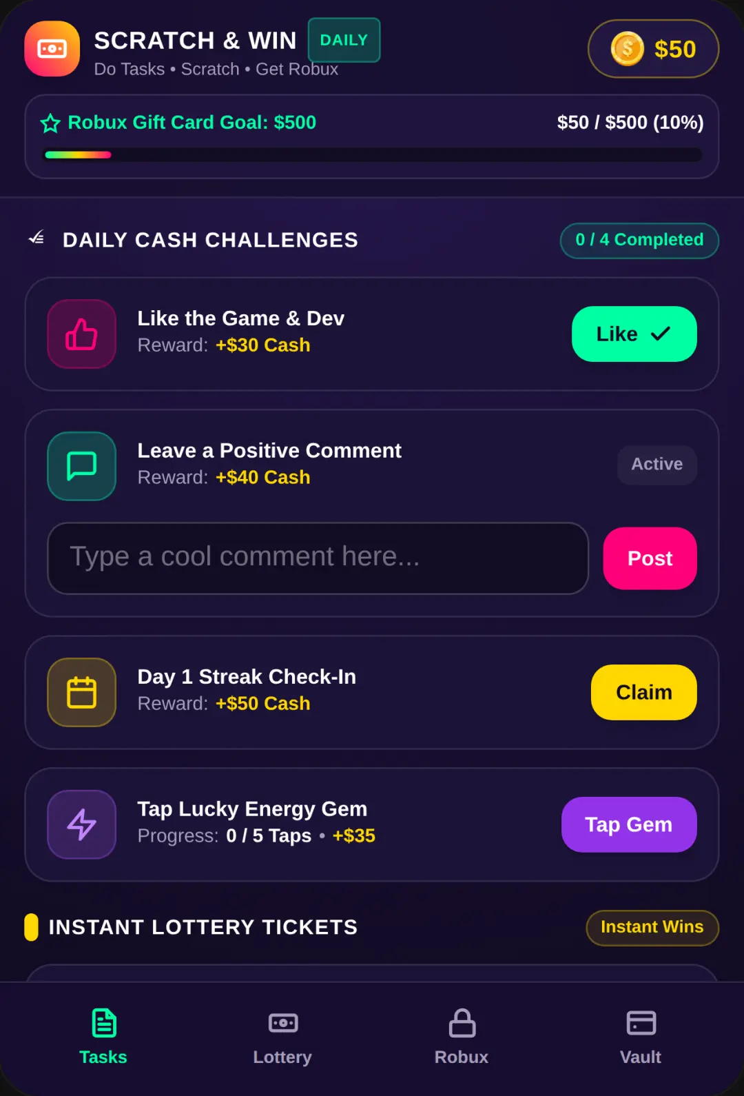 Lottery Scratchers and Robux Rewards cover