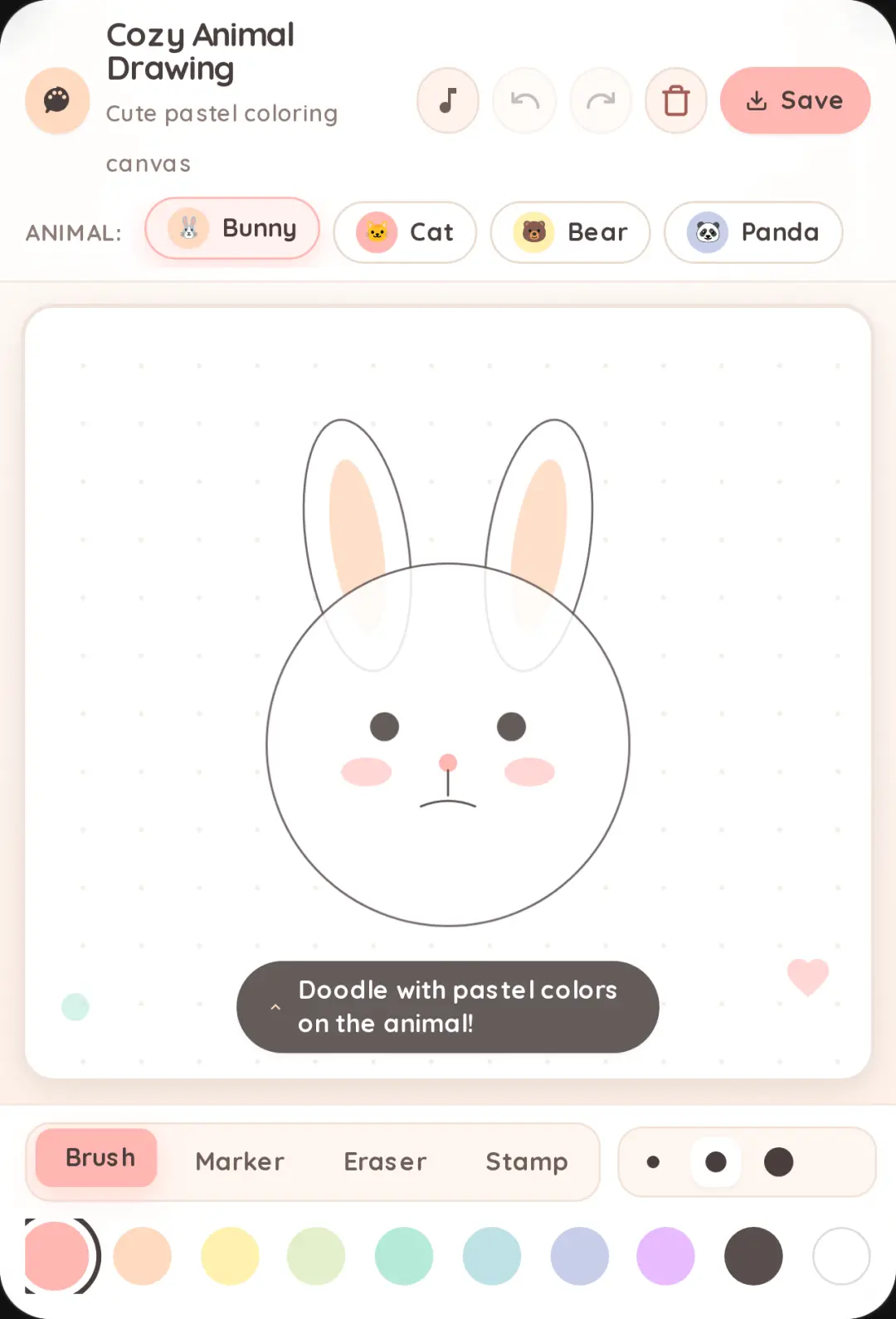Cozy Animal Drawing - Cute Colors cover