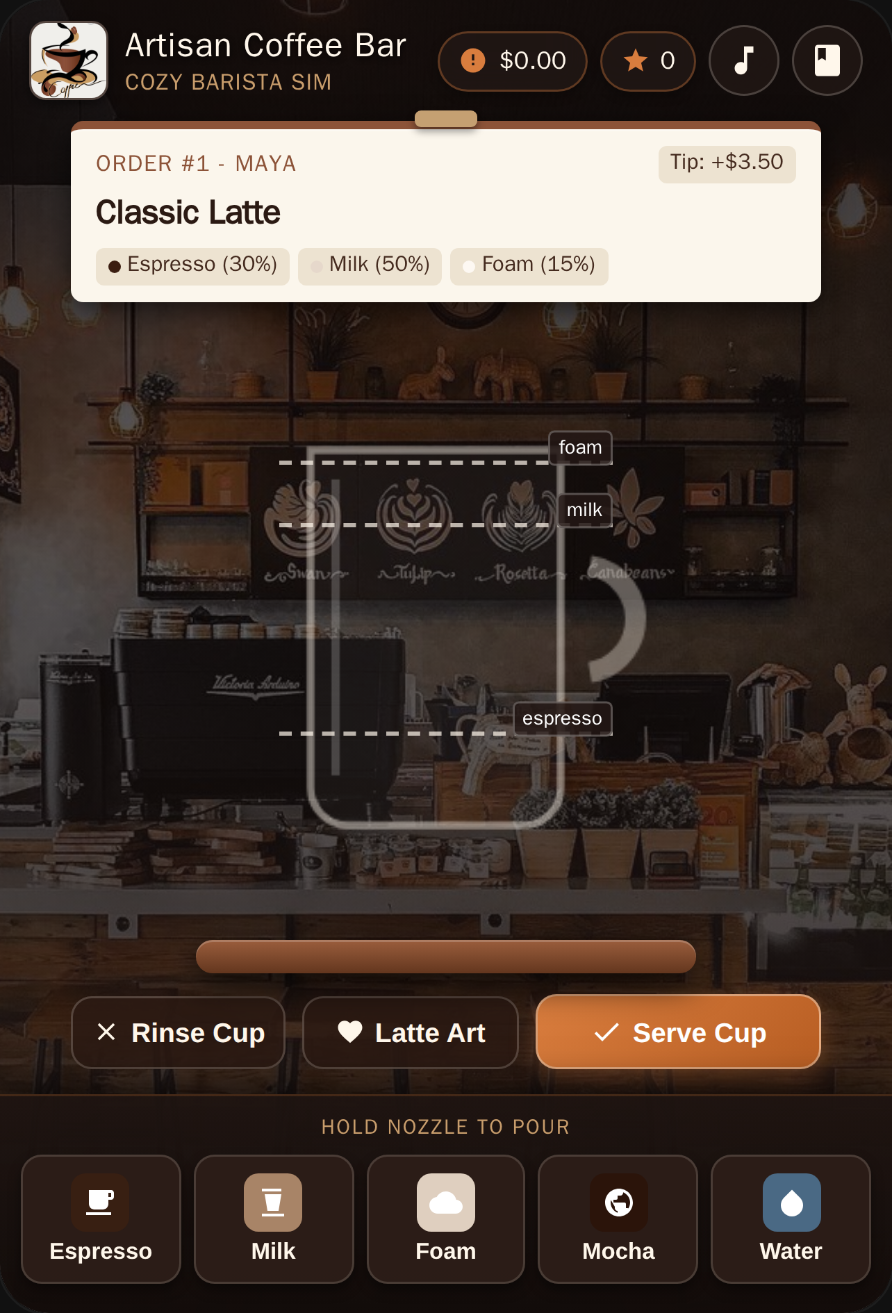 Artisan Coffeehouse Simulator Coffe ☕game cozy ☕🍵 cover