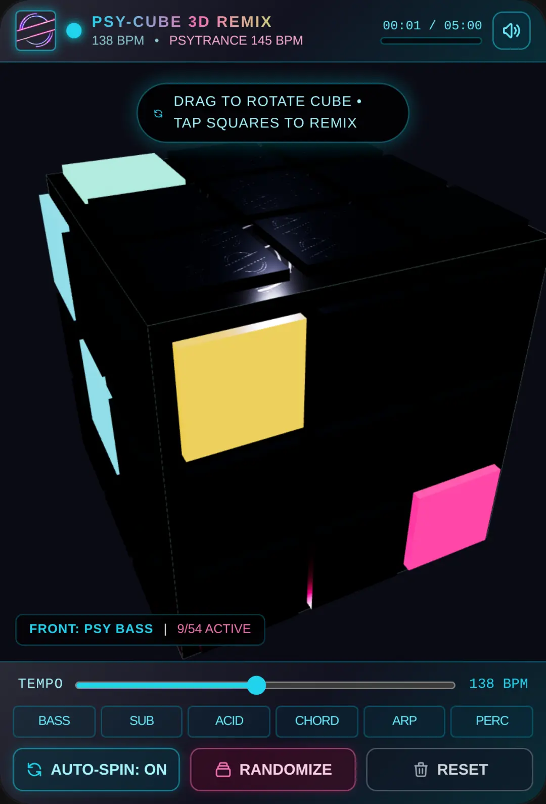 3D Psy-Techno Neon Chrome Cube cover
