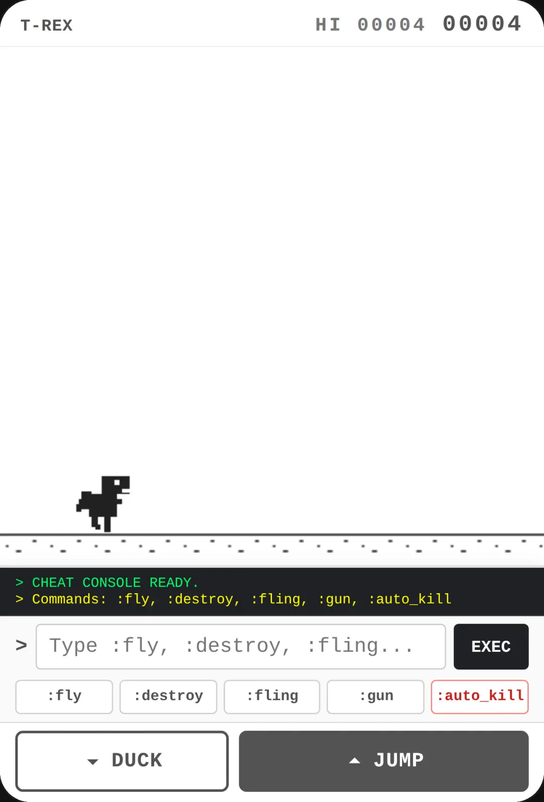 T-Rex Google Cheat cover