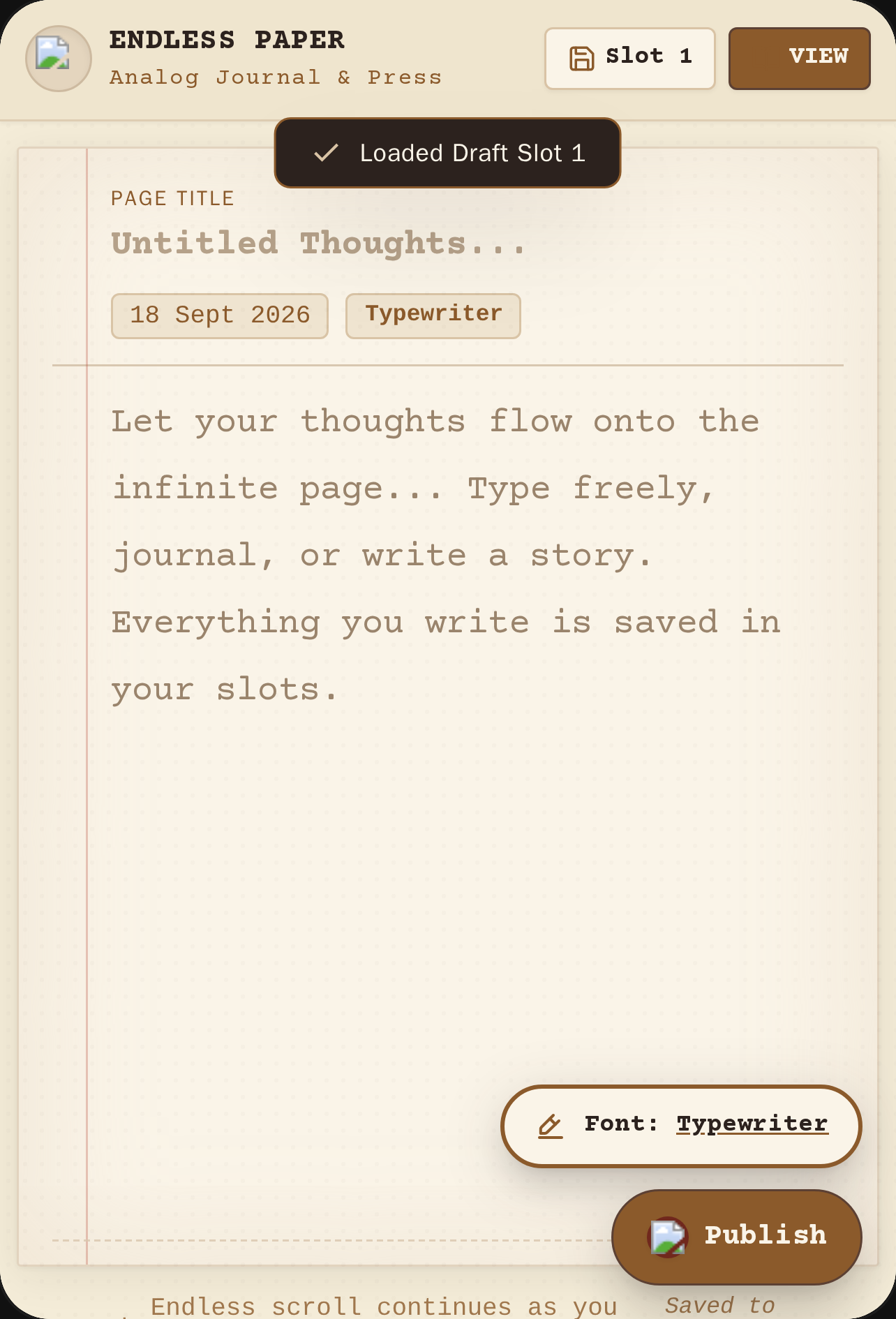 Endless Paper — Quiet Journal cover
