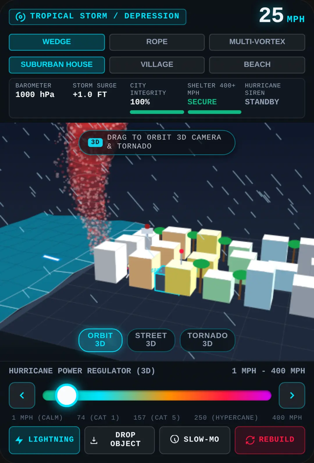 3D Hurricane & Tornado Simulator: 1-400 MPH