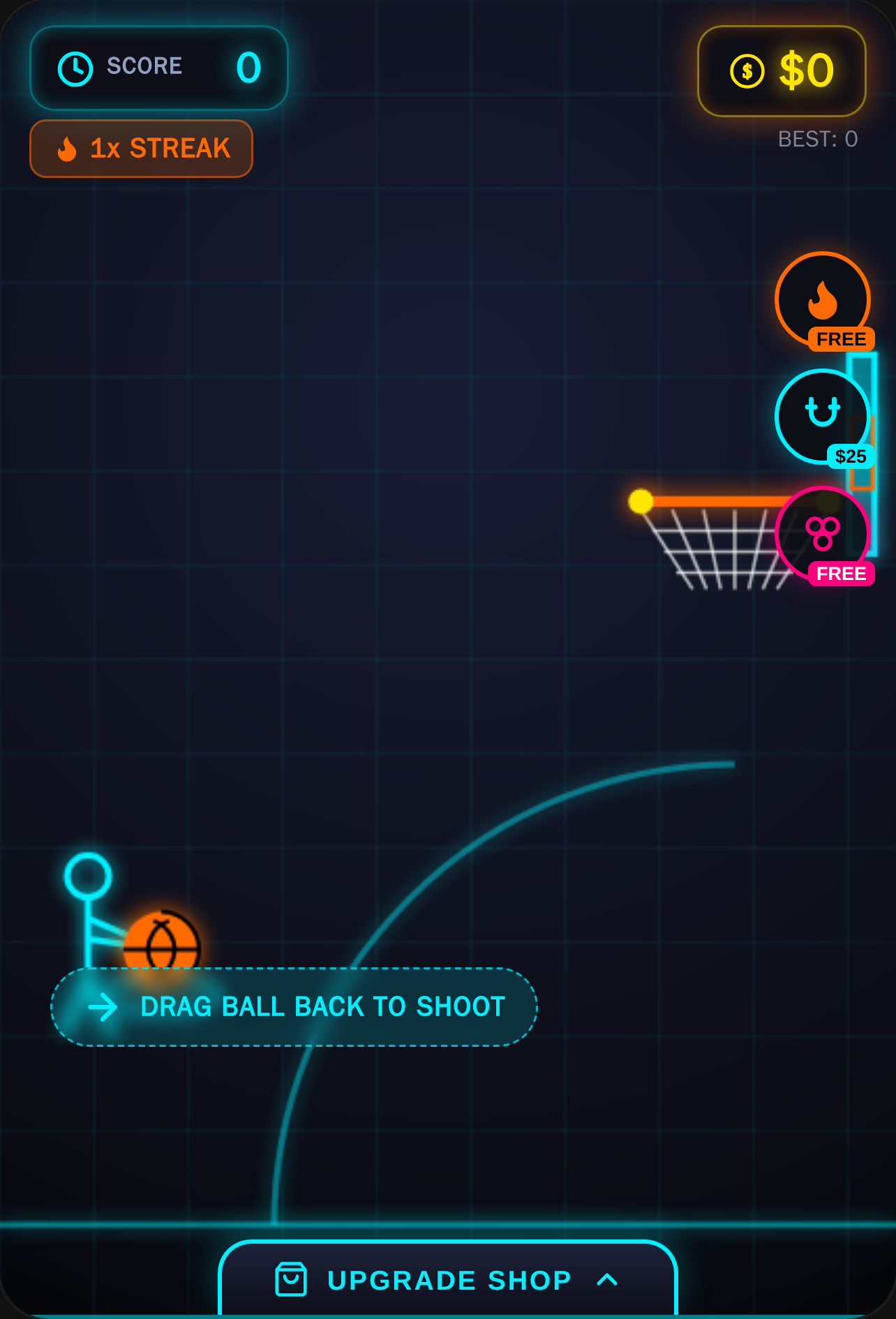 Neon Hoops: Drag and Shoot