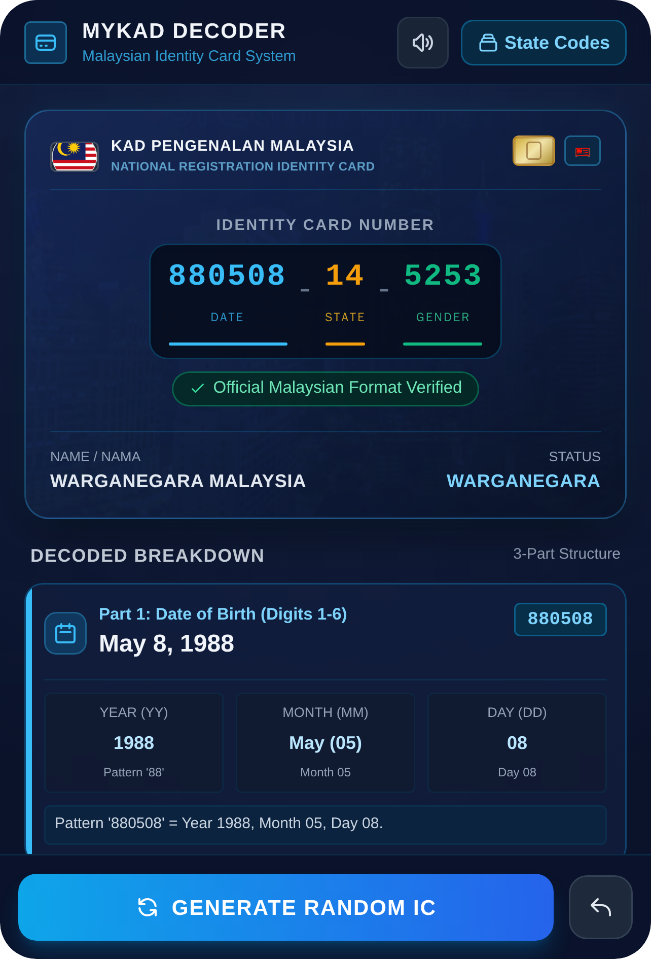 MyKad Decoder — Malaysian IC Number Meaning cover