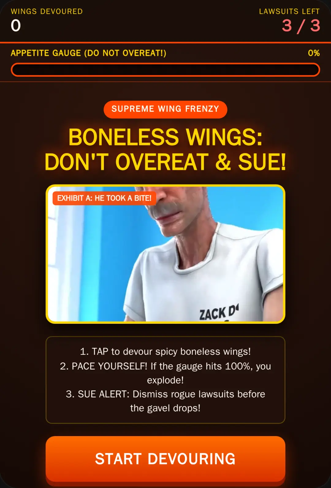 Boneless Wings: Don't Overeat & Sue! cover