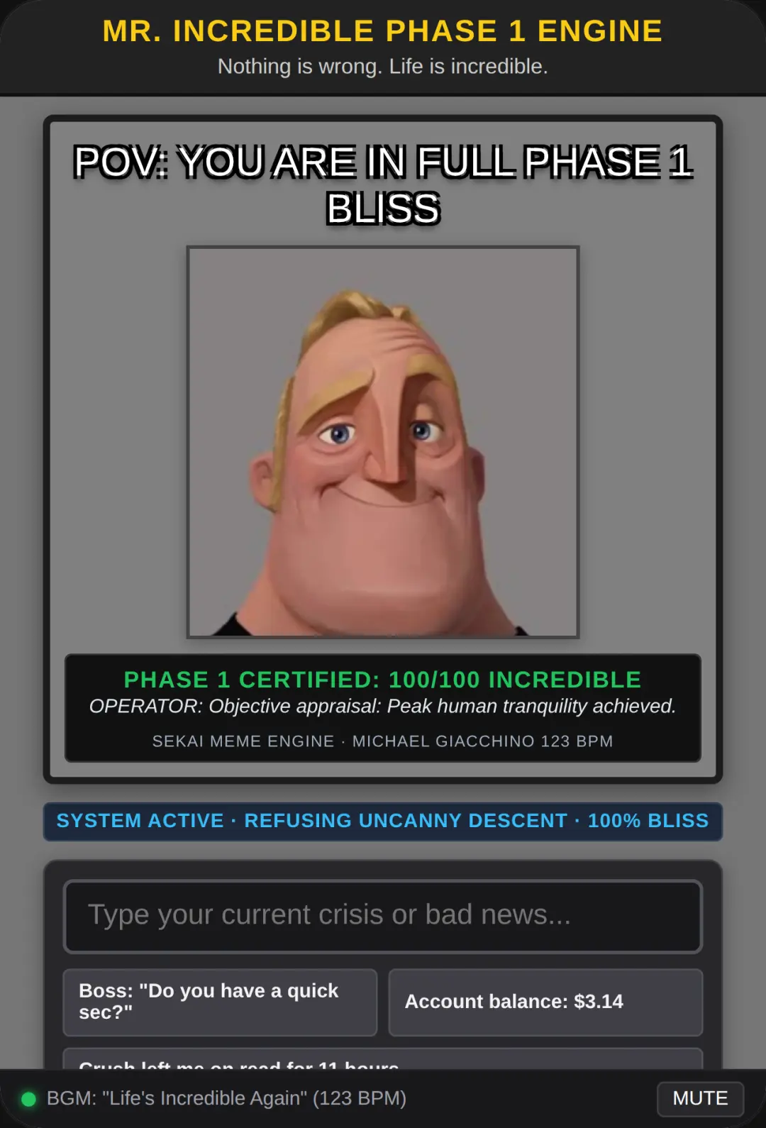 Mr. Incredible Phase 1: The Infinite Copium Engine cover