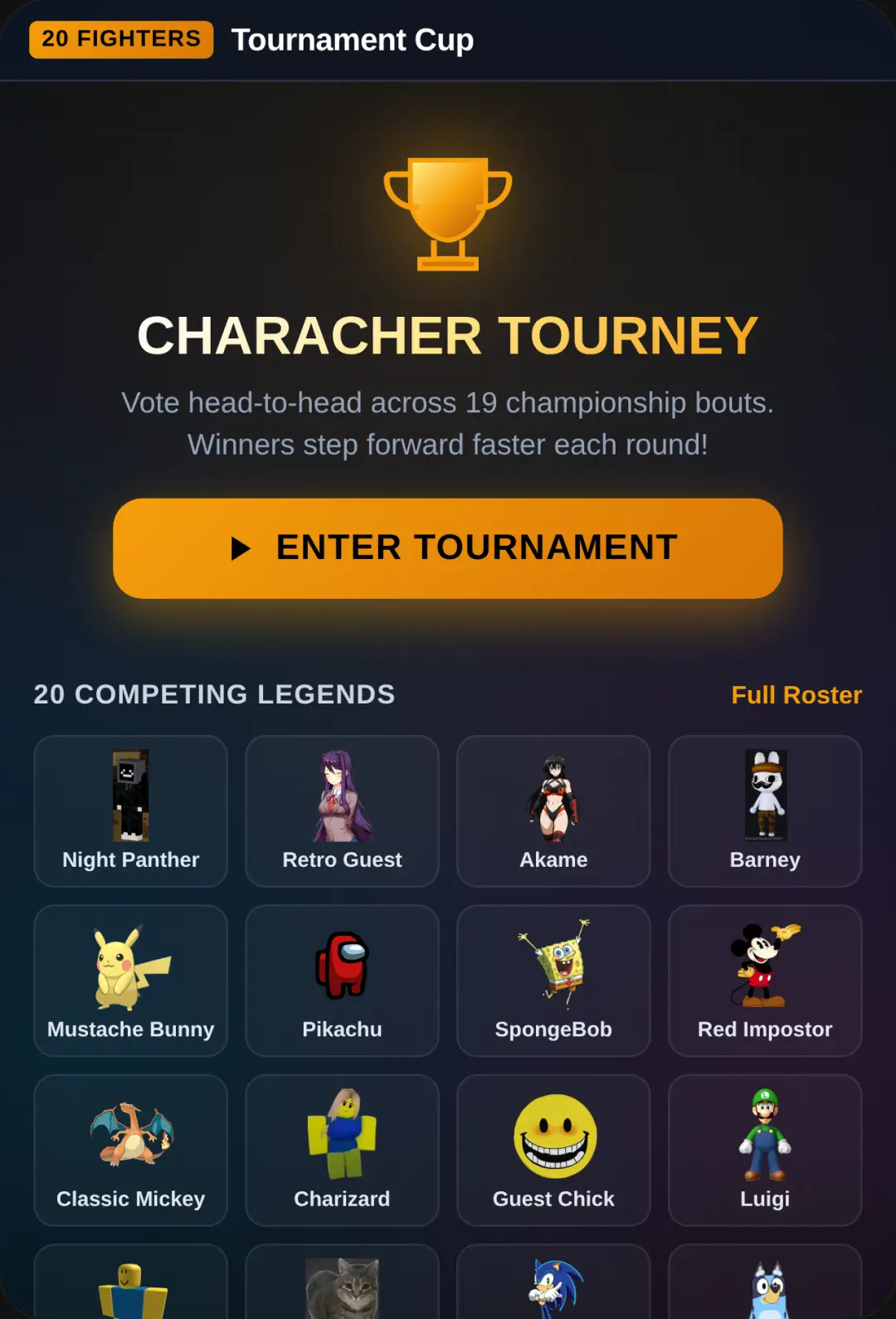 20-Character Tourney Cup cover