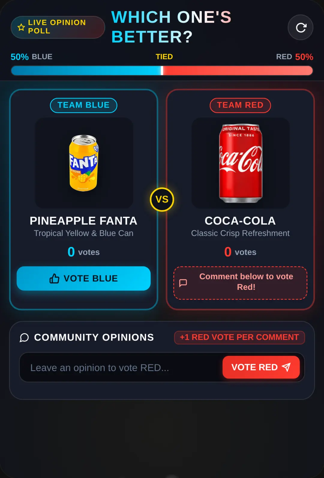 Soda Clash: Blue vs Red Community Poll cover