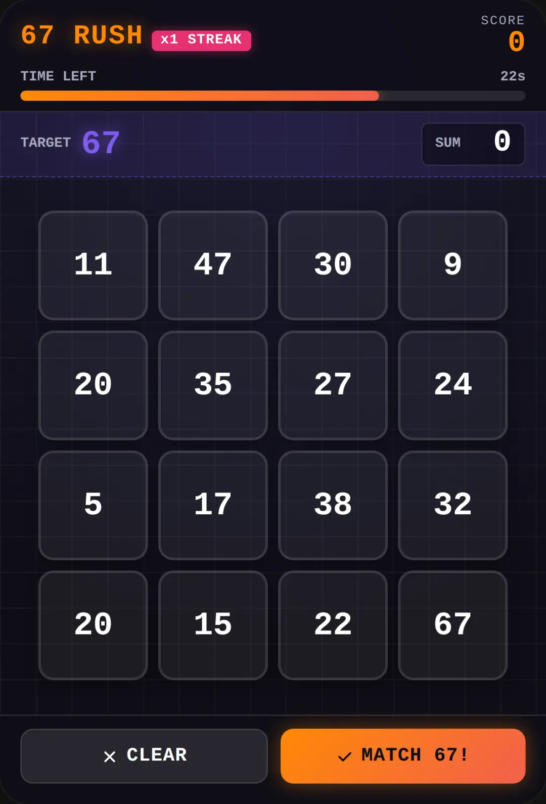 67 Rush - Number Match cover