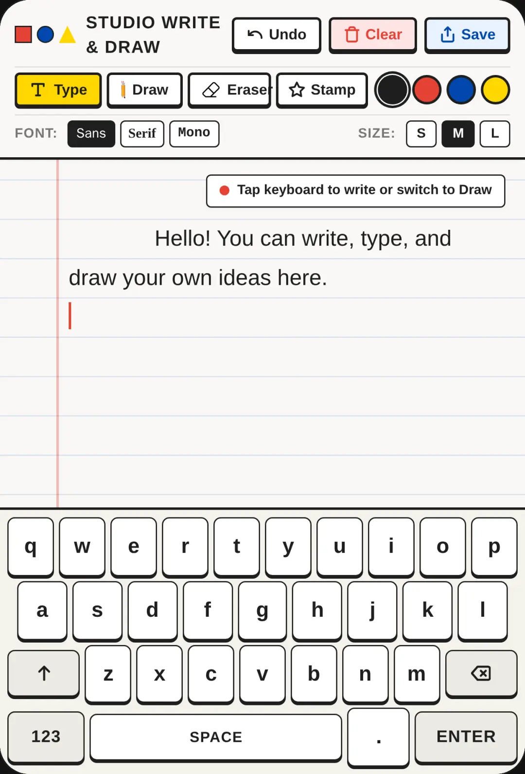 Hello! You can write‚type and draw your ideas here. cover