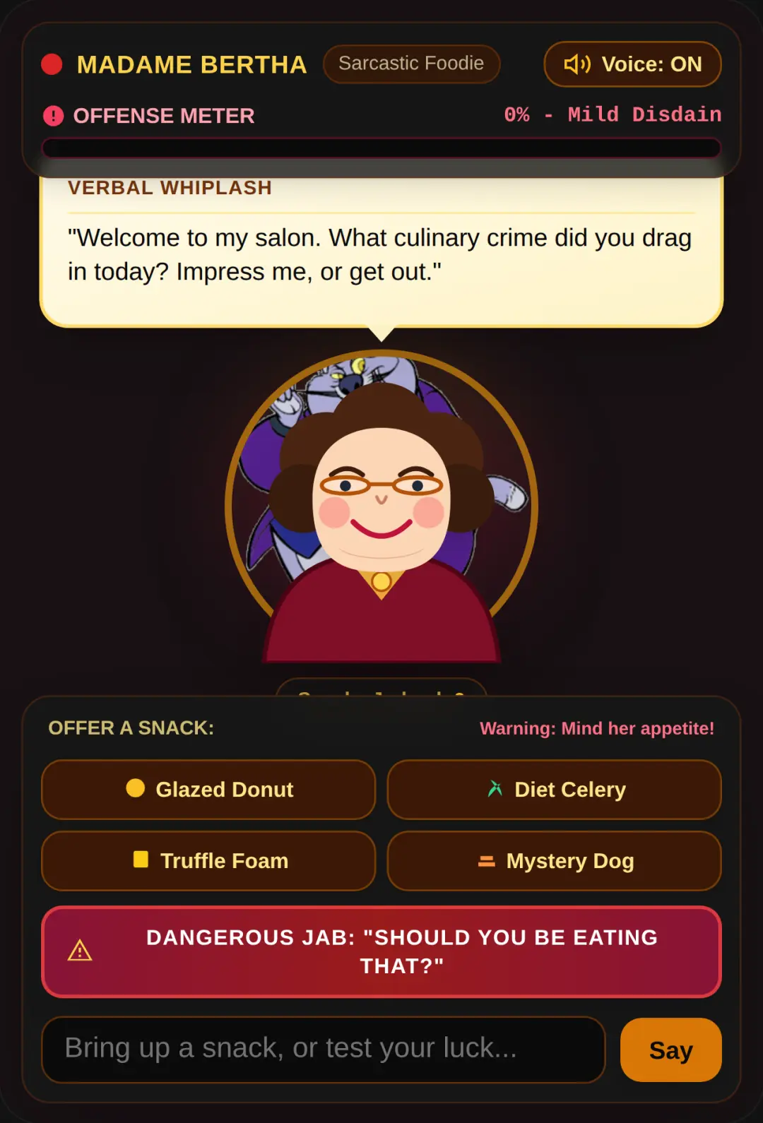 Madame Bertha - Sarcastic Food Critic cover