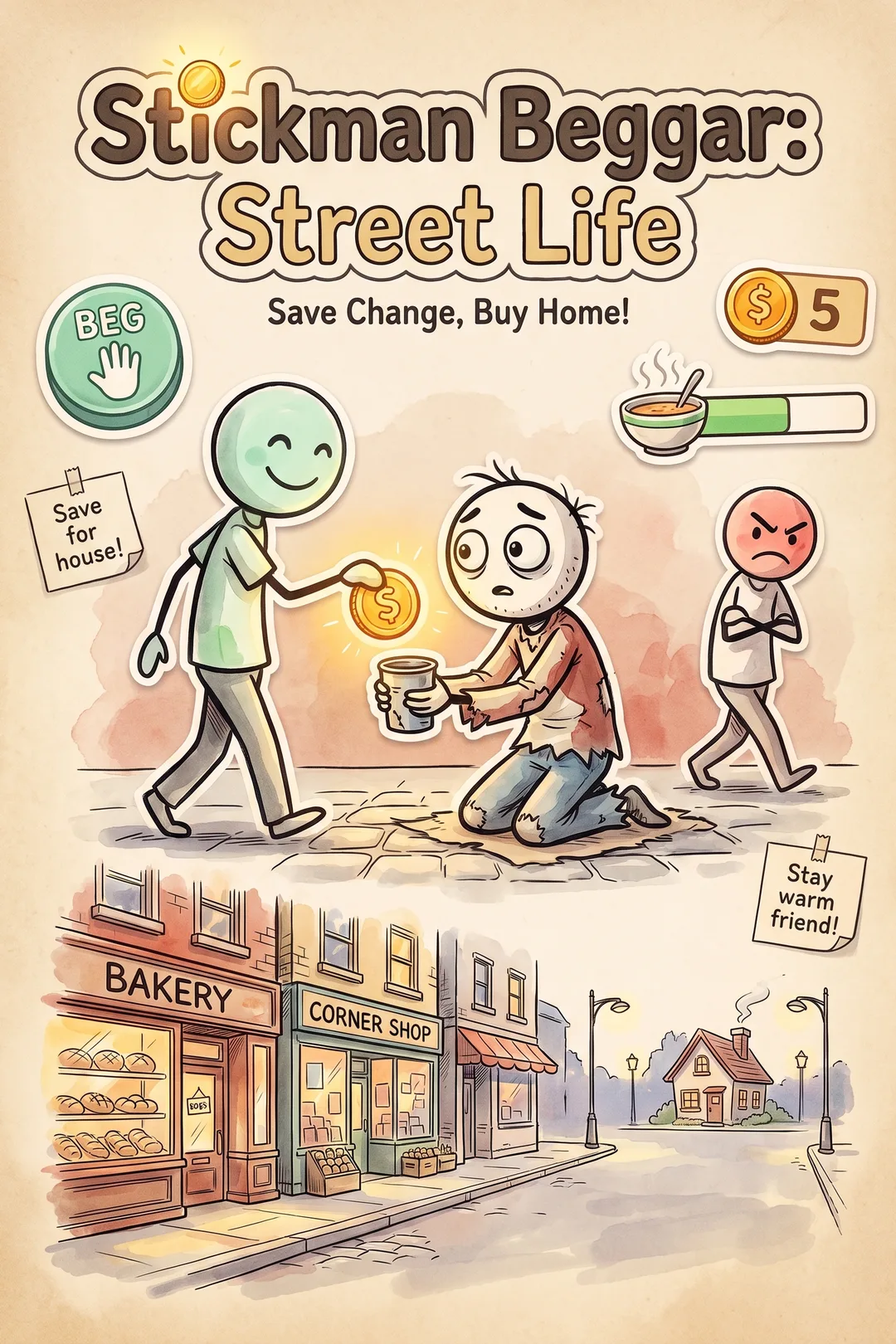 Stickman Beggar: Street Life