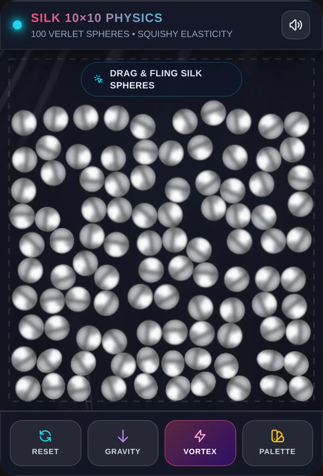 Silk 10x10 Ball Physics Simulation cover
