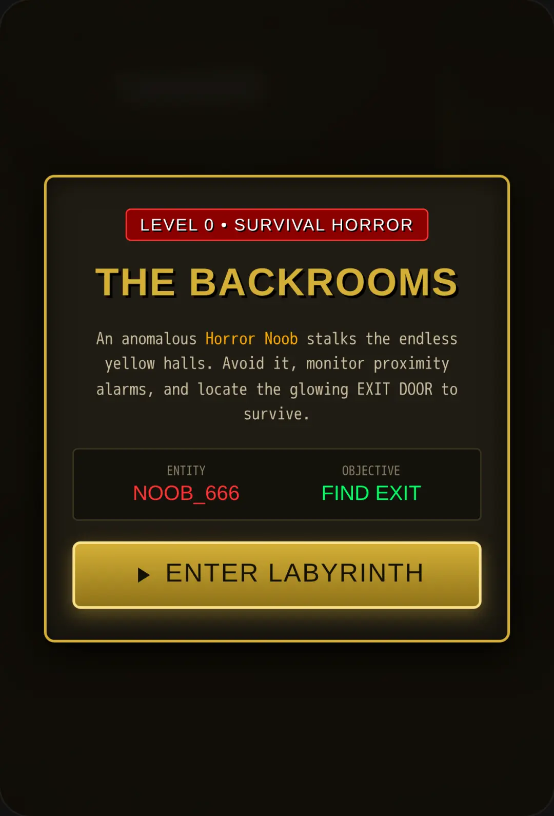 Escape the Noob: Backrooms cover