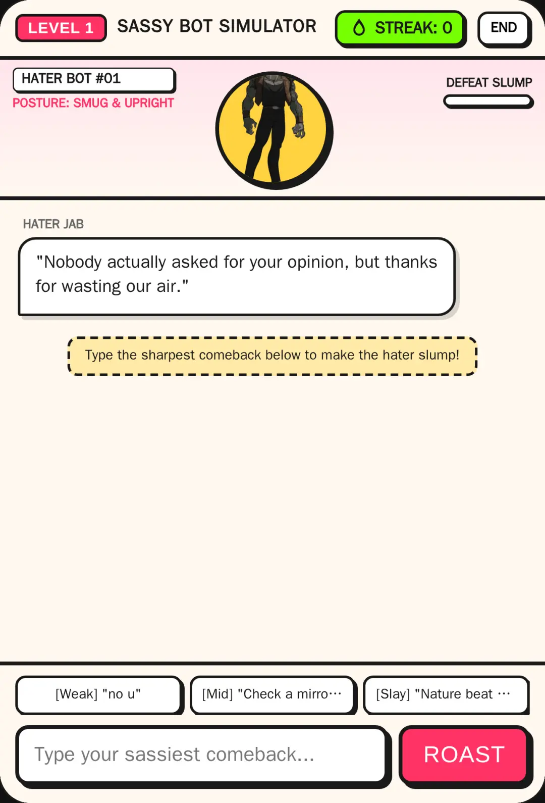 Sassy Comeback Bot - Roast Battle Simulator cover