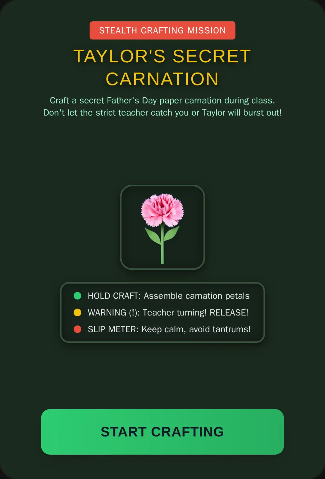 Taylor's Secret Carnation: Father's Day Rush cover