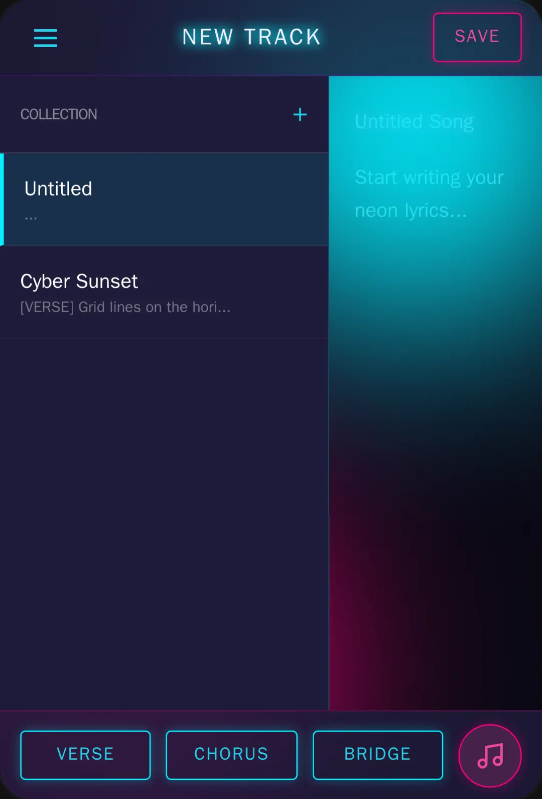 Neon Notes — Songwriter's Pad cover