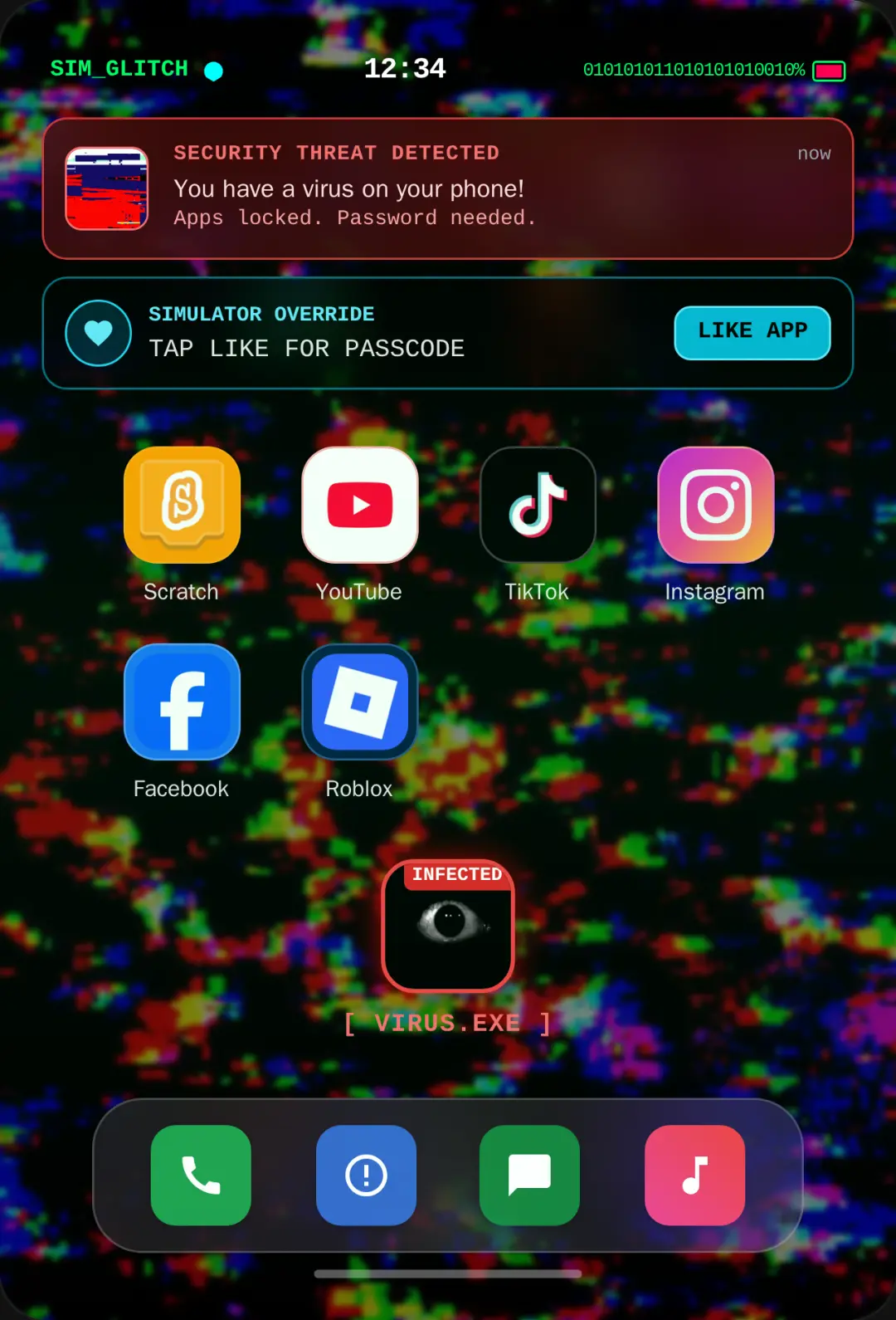 iOS Glitched phone Sim cover