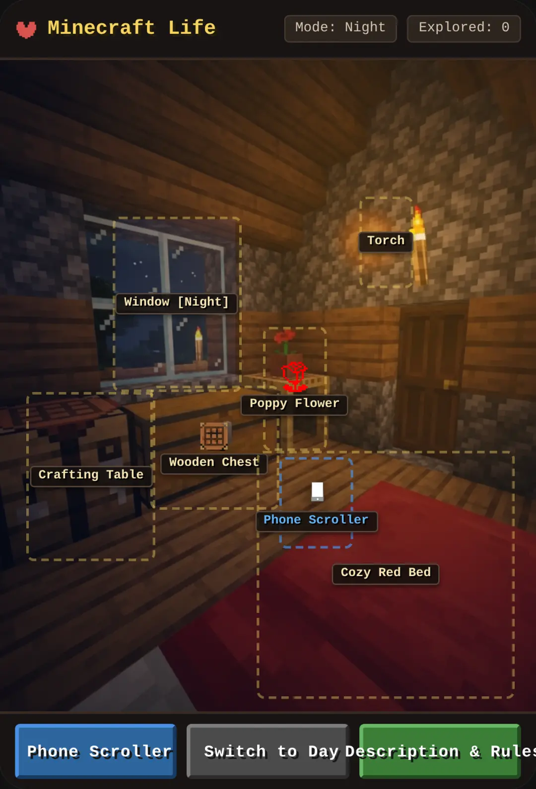 Minecraft Cozy Bedroom & Phone cover