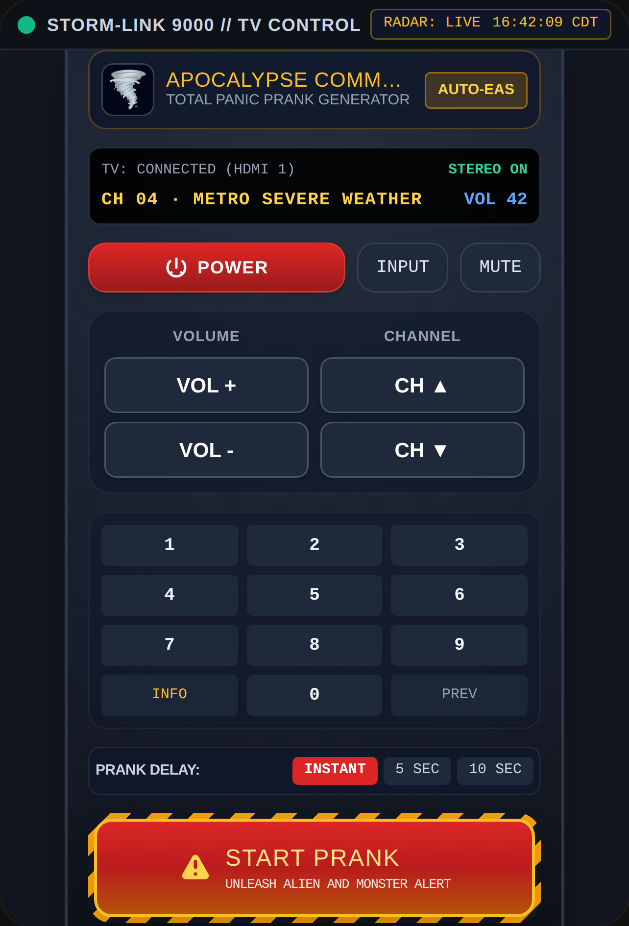 Storm Chaser TV Remote - NWS Alert Prank cover