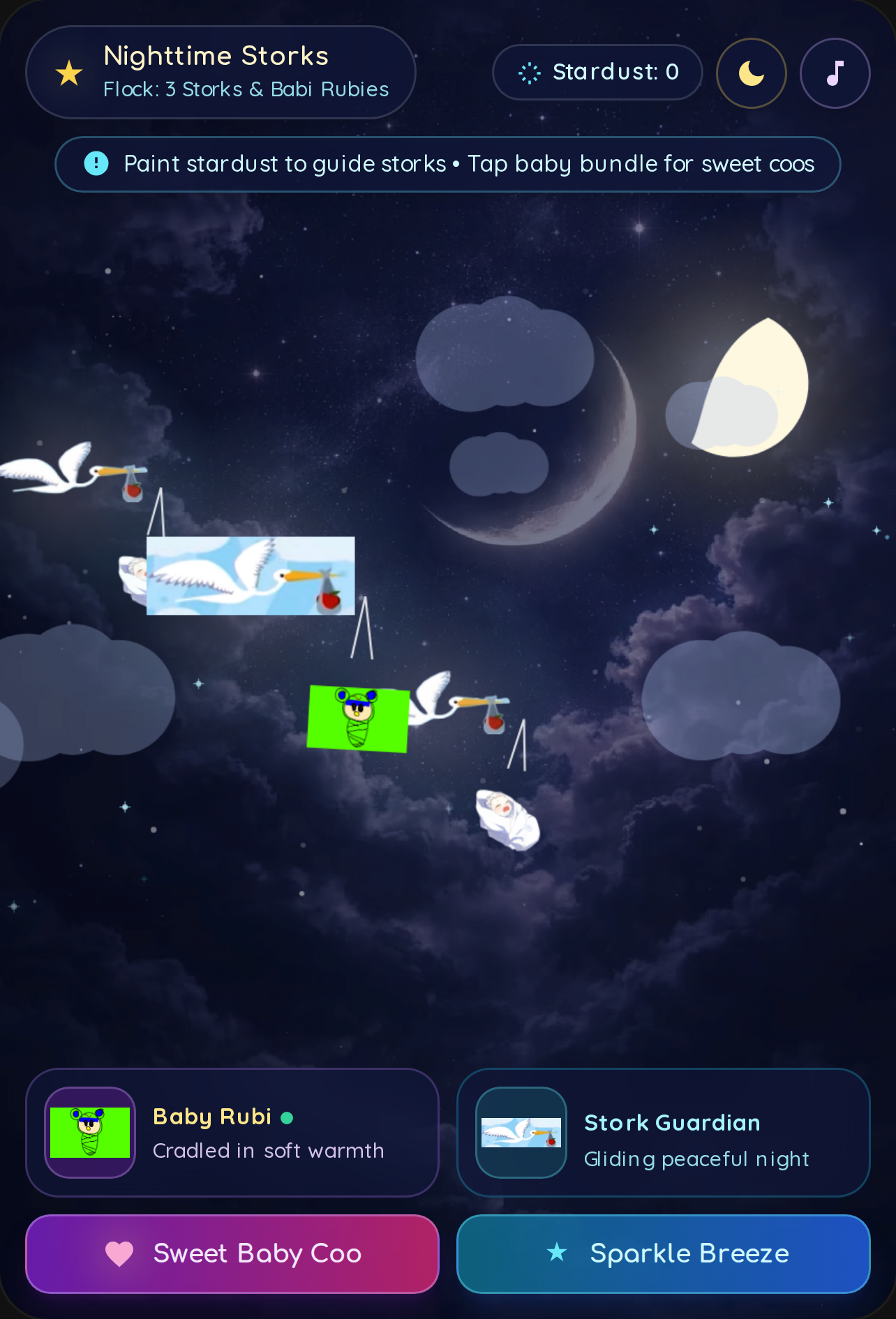 Nighttime Storks & Babi Rubies — Relaxing Lullaby Journey cover